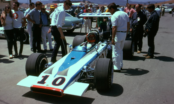 The Echelin Ignition Lotus 70 of Dick Smothers at Laguna Seca in 1970. Copyright Mark Manroe 2006. Used with permission.