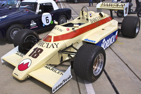 A restored Arrows A6 on display at the Silverstone Classic in 2011. Licenced by David Merrett under Creative Commons licence Attribution 2.0 Generic (CC BY 2.0). Original image has been cropped.