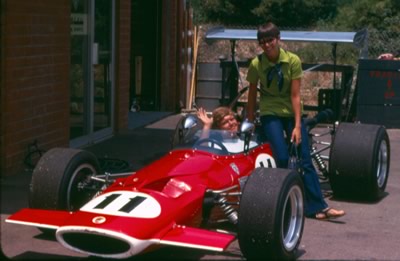 Walter 'Jonesy' Morris in Motschenbacher's M10A at the team shop at Gardena, CA in 1969. Copyright Jonesy Morris 2011. Used with permission.