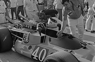 The brand new McNamara T500 for Mario Andretti at Ontario in September 1970, but did not appear on track.  Copyright Motor Trend Group. Copyright permissions granted for non-commercial use by Motor Trend Group, LLC.