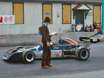 Price Cobb's rebodied Chevron B20 at Trois Rivieres in 1974. Copyright Paul Nemy 2020. Used with permission.