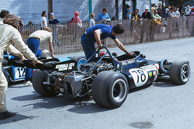 Bill Prout's much-modified March 705 at Trois-Rivières in 1974. Copyright Paul Nemy 2020. Used with permission. Bill Prout's much-modified March 705 at Trois-Rivières in 1974. Copyright Paul Nemy 2020. Used with permission.