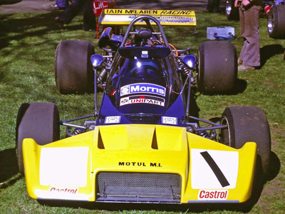 Iain McLaren's Rondel M1 in the paddock at Ingliston in April 1974. Copyright Iain Nicolson 2019. Used with permission.