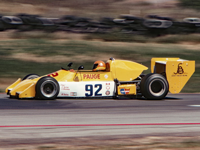 Warren Pauge's March-bodied Brabham BT38 at Sears Point in 1980. Copyright Kurt Oblinger 2021. Used with permission.