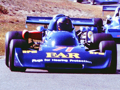 Hugh Mooney in his Falconer-bodied March 71BM at the Laguna Seca IMSA race in May 1976. Copyright Don Odiorne 2020. Used with permission.