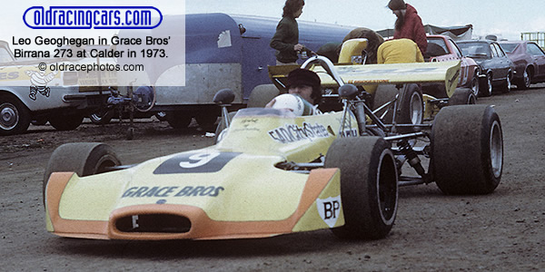 Leo Geoghegan in the Grace Bros Birrana 273 at Calder in 1973.  Copyright oldracephotos.com.  Used with permission.