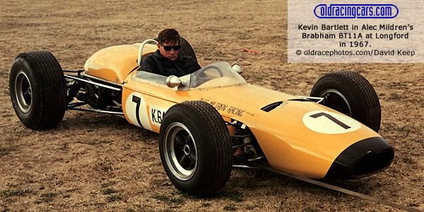 Kevin Bartlett in Alec Mildren’s Brabham BT11A at Brabham BT11A at Longford in 1967. Copyright oldracephotos.com/David Keep. Used with permission. Kevin Bartlett in Alec Mildren’s Brabham BT11A at Brabham BT11A at Longford in 1967. Copyright oldracephotos.com/David Keep. Used with permission.