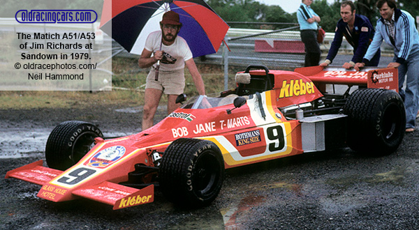 The very smart Matich A51/A53 of Jim Richards at Sandown in 1979.  Copyright oldracephotos.com/Neil Hammond. Used with permission.