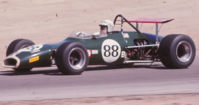 Ron Dykes in Dick Doherty's Brabham BT29 in an SCCA National at Riverside in early 1971. Copyright Allen Brown (slide acquired on eBay) 2012. Used with permission. Ron Dykes in Dick Doherty's Brabham BT29 in an SCCA National at Riverside in early 1971. Copyright Allen Brown (slide acquired on eBay) 2012. Used with permission.