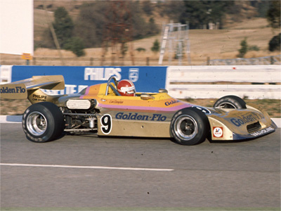 Len Booysen in the Golden-Flo Chevron B29 at Kyalami in 1976. Copyright David Pearson (<a href='http://www.motoprint.co.za/' target='_blank'>motoprint.co.za</a>) 2024. Used with permission.