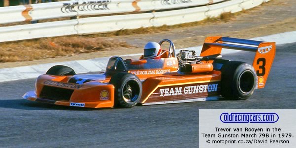 Basic van Rooyen in the Team Gunston March 79B at Kyalami in 1979. Copyright motoprint.co.za/David Pearson 2012. Used with permission. Basic van Rooyen in the Team Gunston March 79B at Kyalami in 1979. Copyright motoprint.co.za/David Pearson 2012. Used with permission.