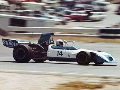 Dwight Zillig in the Shasta-backed McLaren M18 at Laguna Seca some time between 1974 and 1977. Copyright Vincent Puleo 2016. Used with permission.