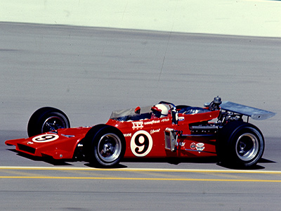 AJ Foyt in his new ITT-Thompson Coyote at the 1971 Indy 500. Copyright Mike Thomsen/<a href='https://racingpictorial.com/' target='_blank'>www.racingpictorial.com</a> 2022. Used with permission.
