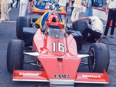 Bobby Allison's CAM2-sponsored Penske Racing McLaren M16C at Pocono in June 1975. Copyright David A. Reese 2021. Used with permission.