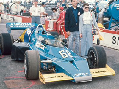 Tom Sneva's Norton McLaren M16C at Pocono in June 1975. Copyright David A. Reese 2021. Used with permission.