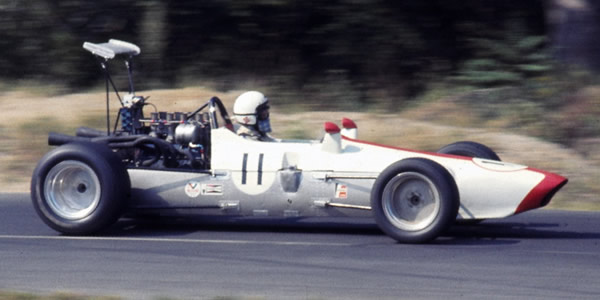 Sam Posey on his way to seventh place in the Caldwell at Lime Rock in September 1968, the car's best result. Copyright Jeff Savage 2004. Used with permission.