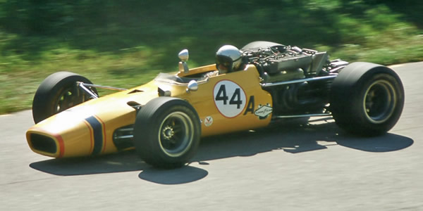 Jerry Hansen's T140 approachs Corner 13 at Road America in the Badger 200  in 1968. Copyright Tom Schultz 2006. Used with permission.