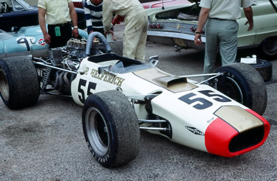 Pete Helferich's Lola T140 in the paddock at a Milwaukee SCCA race in 1968. Copyright Tom Schultz 2006. Used with permission.