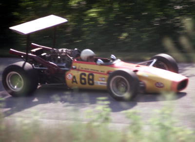 Al Pease in the ex-Bobby Brown T140 at the Road America "500" in July 1969. Copyright Tom Schultz 2006. Used with permission.
