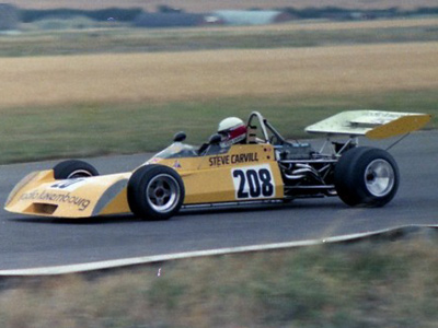 Steve Carvill in the Radio Luxembourg Surtees TS15 at Thruxton in August 1976. Copyright Andrew Scriven 2010. Used with permission.