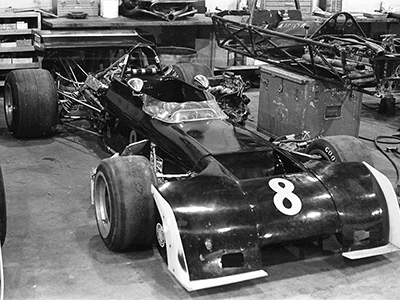 A black Chevron B20 for sale by Bill Scott in January 1978. Copyright Chuck Sieber 2022. Used with permission. A black Chevron B20 for sale by Bill Scott in January 1978. Copyright Chuck Sieber 2022. Used with permission.