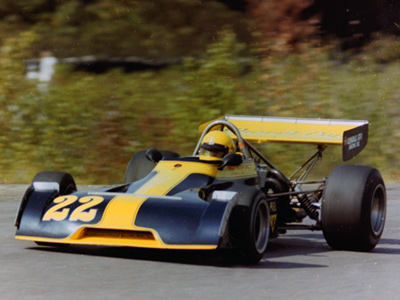 Paul Corazzo in his Chevron B27 at Bryar Park in October 1976. Copyright Arny Spahn 2021. Used with permission.