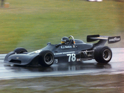 RJ Nelkin in his Chevron B29 at Lime Rock in May 1976. Copyright Arny Spahn 2021. Used with permission.