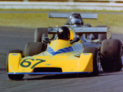 RJ Nelkin in his Chevron B34 at Lime Rock in September 1976, still in Tom Bagley's livery. Copyright Arny Spahn 2020. Used with permission.