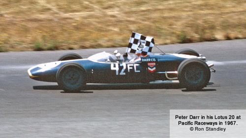 Peter Darr in his Lotus 20 at Pacific Raceways in 1967. Copyright Ron Standley 2012.  Used with permission.