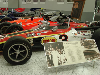 The IMS Museum's version of Bobby Unser's Indy 500 winning Eagle, seen here in october 2009. Copyright Jaci Starkey 2016. Used with permission.