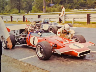 Lothar Motschenbacher with his McLaren M18 at Lime Rock in September 1971. Copyright Malcolm Starr 2021. Used with permission.