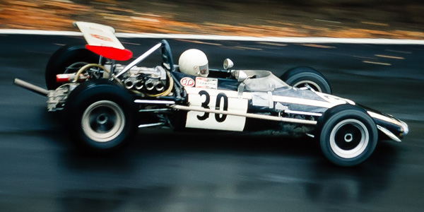 John Powell in his Chevron B17b at Circuit Ste-Croix in October 1971. Copyright Bruce Stewart 2017. Used with permission.