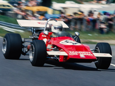 Randy Fraser in his March 71BM at Mont-Tremblant in 1971. Copyright Bruce Stewart 2017. Used with permission.