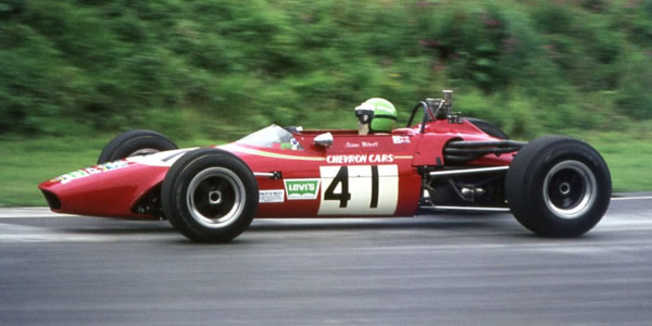 Reine Wisell in the works' prototype Chevron B15 at Brands Hatch in September 1969. Copyright Gerald Swan 2014. Used with permission.