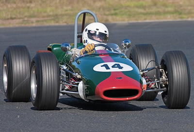 Richard Longes' Brabham BT14 at Eastern Creek in May 2009. Copyright Richard Taylor 2009. Used with permission.