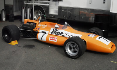 Bruce Hamilton's ex-John Harvey Brabham BT30/BT36 at the Watkins Glen Vintage GP in 2011. Copyright Geoff Cotton 2018. Used with permission.