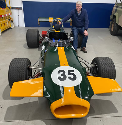 Wayne Wilson with his newly acquired Brabham BT35 in 2020. Copyright Wayne Wilson 2020. Used with permission.