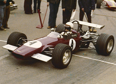 Bob Blake in his Chevron at Bouley Bay hillclimb in Jersey in 1974. Copyright Mike Frain 2021. Used with permission.