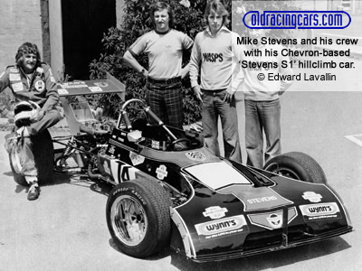 Mike Stevens and his crew with his Chevron-based 'Stevens S1' hillclimb car. Copyright Edward Lavallin 2019. Used with permission. Mike Stevens and his crew with his Chevron-based 'Stevens S1' hillclimb car. Copyright Edward Lavallin 2019. Used with permission.