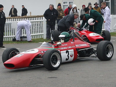 Jon Waggitt's first appearance in his Chevron B15 at the Goodwood Members' Meeting in early 2016. Copyright Charlie Wooding 2016. Used with permission.