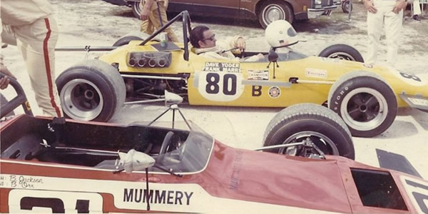 The Winkelmann of Ray Mummery and Chevron B15b of Dave Yoder await the race at Palm Beach International Raceway.  Copyright Michael Yoder 2014.  Used with permission.