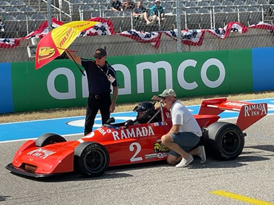 Bill Cord in his Chevron B39 at COTA in October 2022. Copyright Bill Cord 2022. Used with permission.