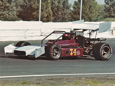 Bob Cetti in Ro Tatro's ex-Indy Gerhardt in Supermodified racing at Madera Raceway in 1979. Copyright Brad Asbury 2023. Used with permission.
