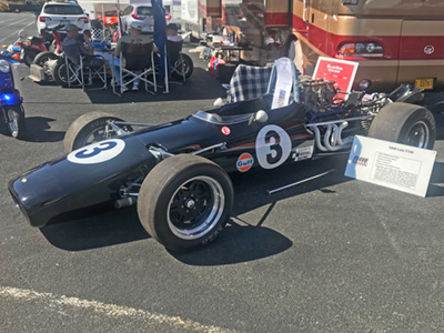 Bruce Sevier's Lola T140 in the CSRG paddock at Sears Point in October 2021. Copyright Chris Korntved 2021. Used with permission.