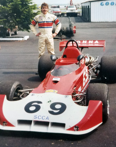 Doug Phelps poses with his newly acquired Lola T360 in 1986. Copyright Doug Phelps 2020. Used with permission.