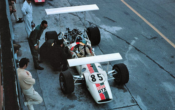 Bill Brack in Lotus 42B/2 at the Victoria Day Races at Mosport in May 1969. Copyright Bruce Smith 2001. Used with permission. Bill Brack in Lotus 42B/2 at the Victoria Day Races at Mosport in May 1969. Copyright Bruce Smith 2001. Used with permission.