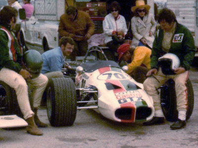 Craig Hill with his Lotus 59, presented at Harewood Acres in May 1970. Copyright Michael Hill 2020. Used with permission.