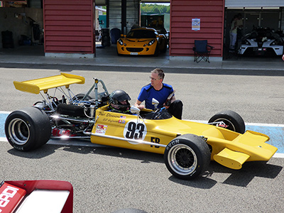Hanspeter Hoffmann in his Formula B Lotus 69 in May 2016. Copyright Hanspeter Hoffmann 2023. Used with permission.