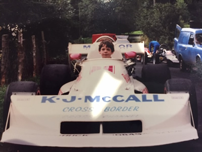 A young Jeff O'Boyle in his father's rebodied March 722 at the Glenariffe hillclimb. Copyright Jeff O'Boyle 2020. Used with permission.