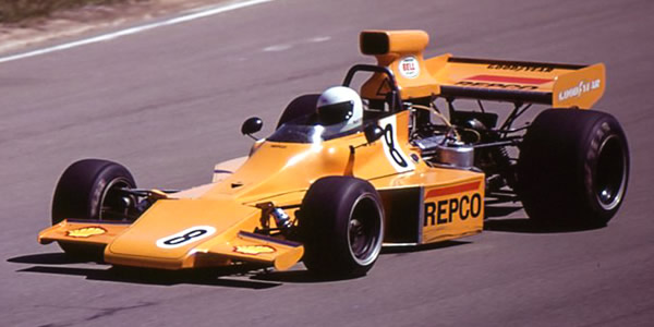 Frank Matich in the Matich A53, the seventh and last of his F5000 cars, at Adelaide in February 1974.  Copyright David Mellonie (davidmellonie.com) 2018.  Used with permission.